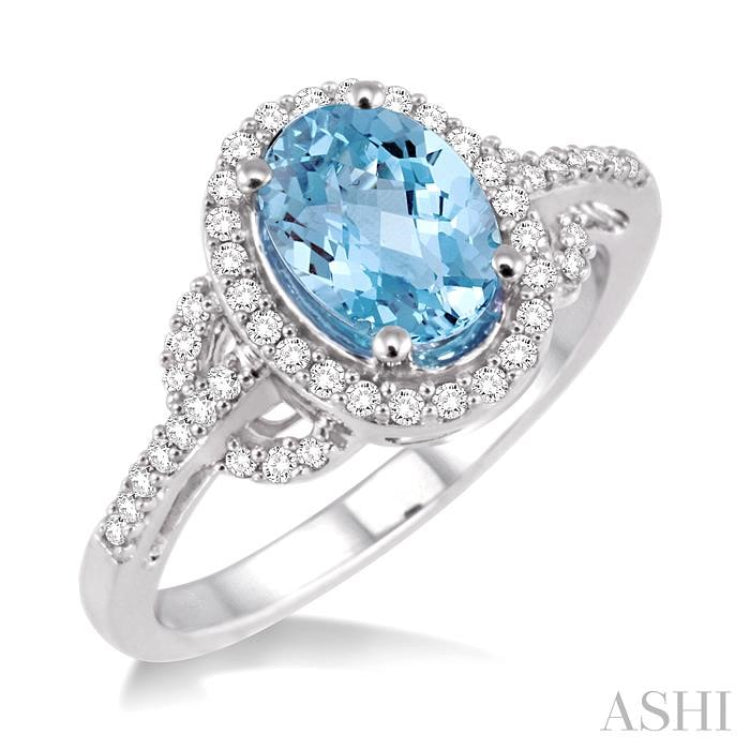 Oval Shape Gemstone & Halo Diamond Ring