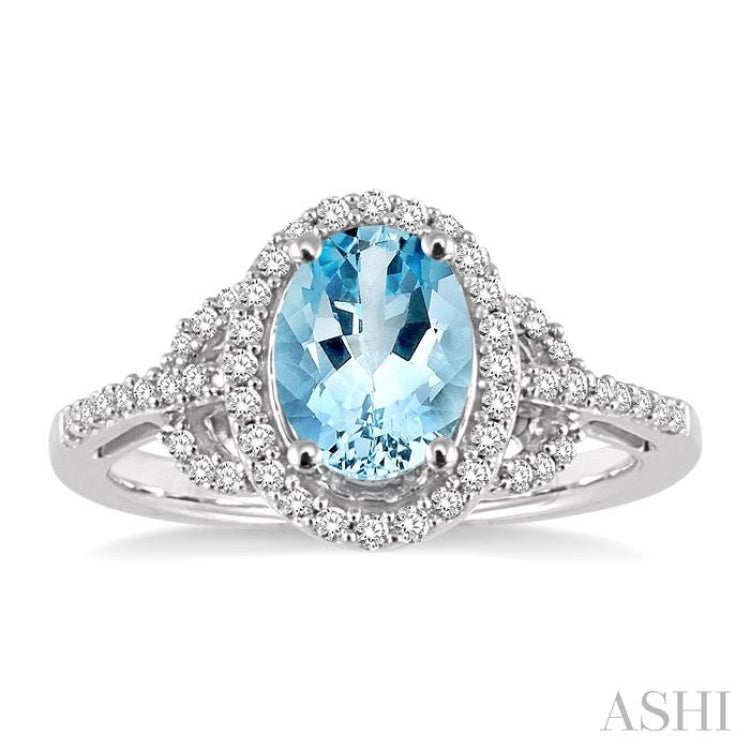 Oval Shape Gemstone & Halo Diamond Ring