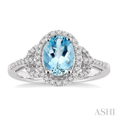 Oval Shape Gemstone & Halo Diamond Ring