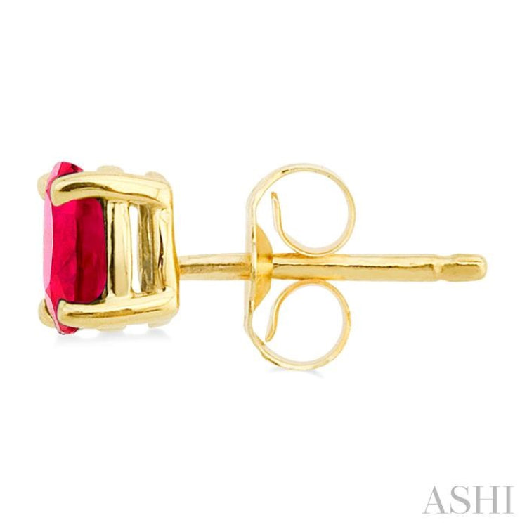 5x3 MM Oval Cut Ruby Stud Earrings in 14K Yellow Gold