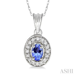 Oval Shape Gemstone & Diamond Pendant