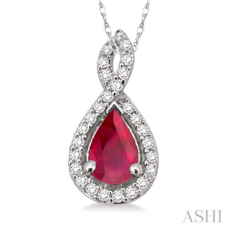 Pear Shape Gemstone & Halo Diamond Pendant