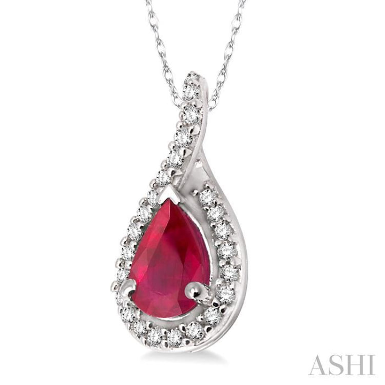 Pear Shape Gemstone & Halo Diamond Pendant