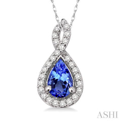 Pear Shape Gemstone & Halo Diamond Pendant