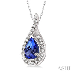 Pear Shape Gemstone & Halo Diamond Pendant