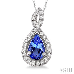 Pear Shape Gemstone & Halo Diamond Pendant