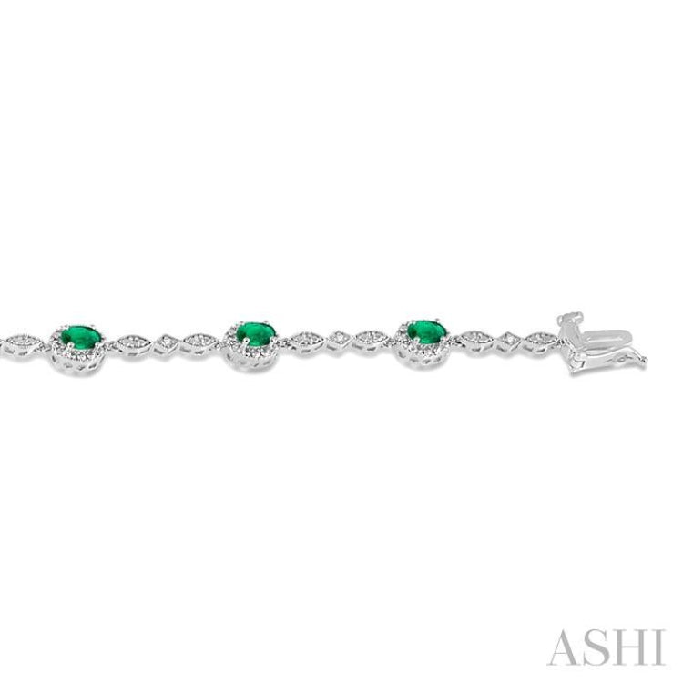 Oval Shape Gemstone & Halo Diamond Bracelet