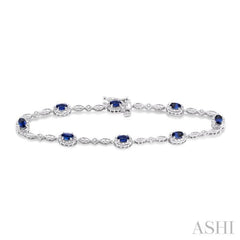 Oval Shape Gemstone & Halo Diamond Bracelet