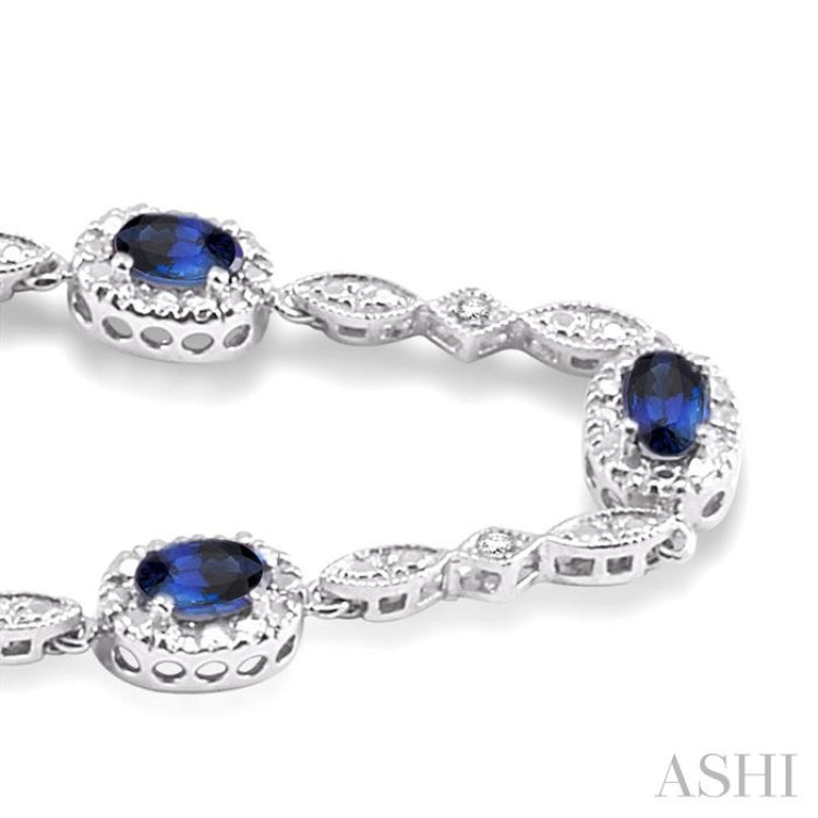 Oval Shape Gemstone & Halo Diamond Bracelet