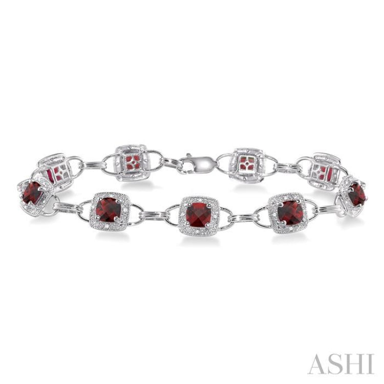 Cushion Shape Gemstone & Halo Diamond Bracelet