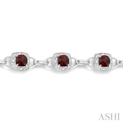 Cushion Shape Gemstone & Halo Diamond Bracelet