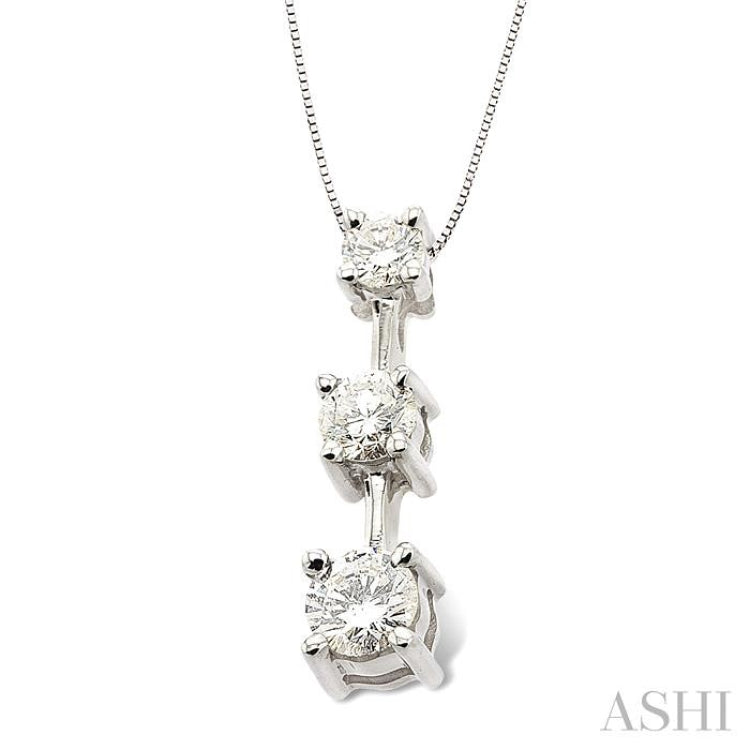 Round Shape Past Present & Future Diamond Pendant