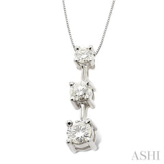 Round Shape Past Present & Future Diamond Pendant