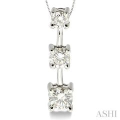 Round Shape Past Present & Future Diamond Pendant