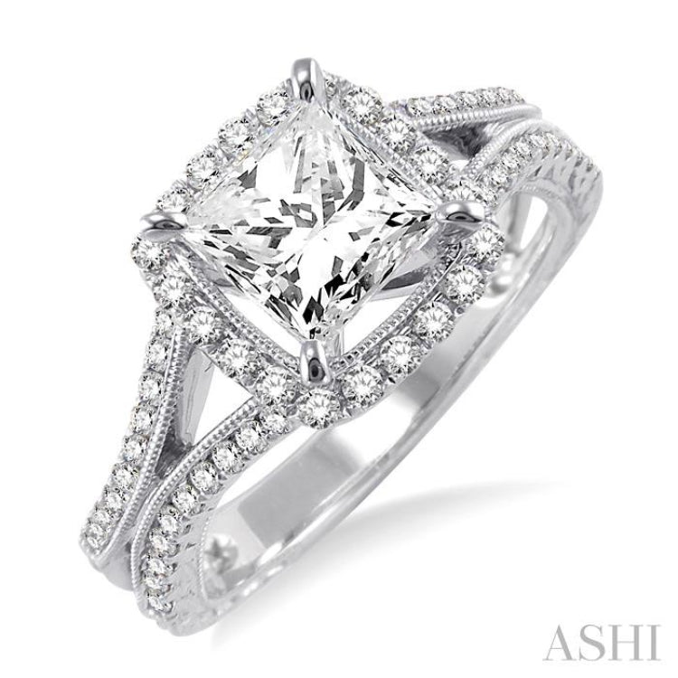 Princess Shape Halo Diamond Engagement Ring