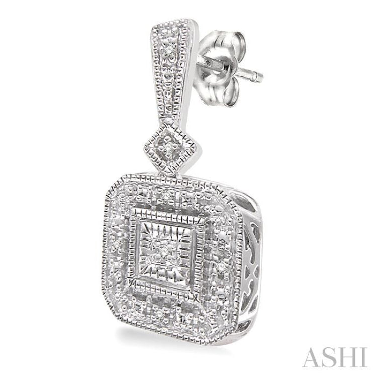 1/20 Ctw Round Cut Diamond Vintage Earrings in Sterling Silver