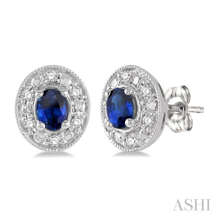 Oval Shape Gemstone & Diamond Earrings