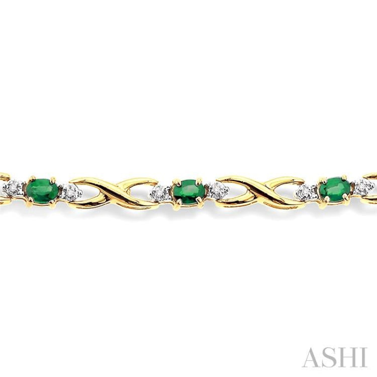 Oval Shape Gemstone & Diamond Bracelet