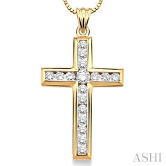 Channel Set Cross Diamond Pendant