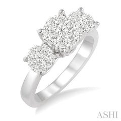 Round Shape Past Present & Future Lovebright Essential Diamond Engagement Ring