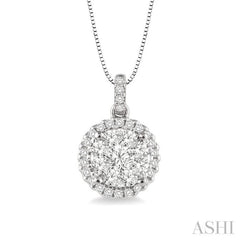 Round Shape Halo Lovebright Essential Diamond Pendant