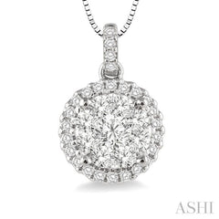 Round Shape Halo Lovebright Essential Diamond Pendant