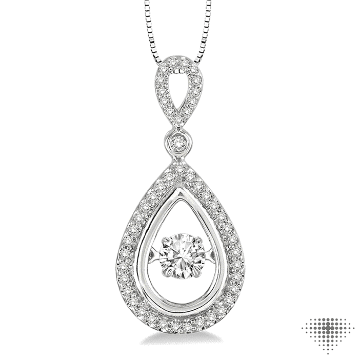 3/8 ctw Diamond Emotion Pendant in 14K White Gold with Chain