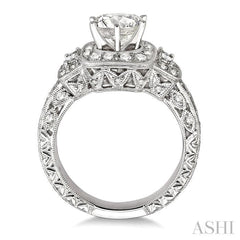 Round Shape Semi-Mount Halo Diamond Engagement Ring