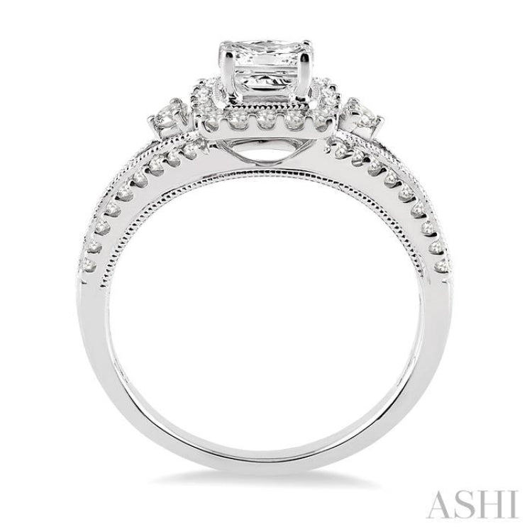 Princess Shape Halo Diamond Engagement Ring