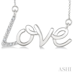 1/50 Ctw Single Cut Diamond Love Pendant with Chain in Sterling Silver