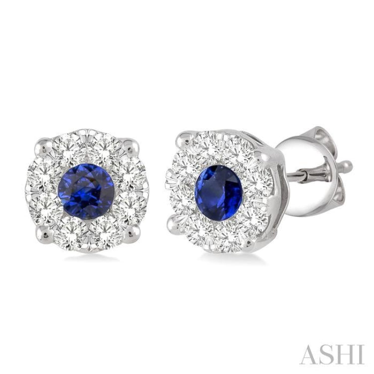 Round Shape Lovebright Gemstone & Diamond Earrings