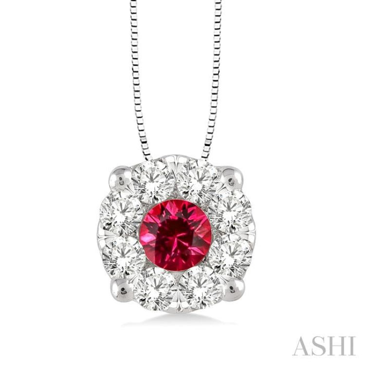 Round Shape Lovebright Gemstone & Diamond Pendant