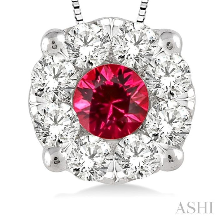 Round Shape Lovebright Gemstone & Diamond Pendant