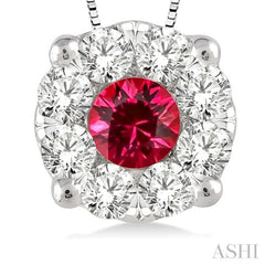 Round Shape Lovebright Gemstone & Diamond Pendant