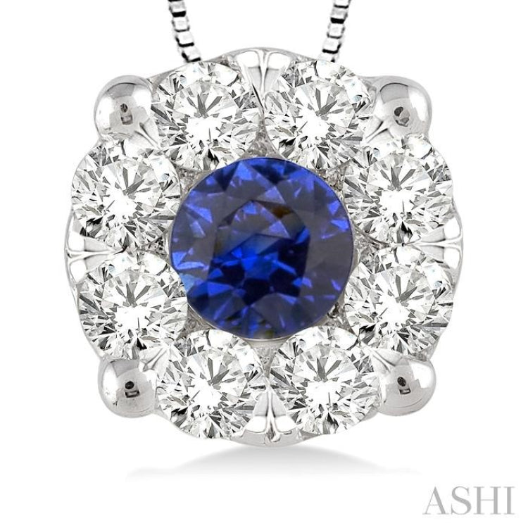 Round Shape Lovebright Gemstone & Diamond Pendant