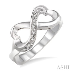 1/50 Ctw Round Cut Diamond Infinity Ring in Sterling Silver