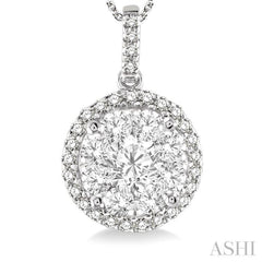 Round Shape Halo Lovebright Essential Diamond Pendant