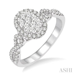 Oval Shape Halo Lovebright Diamond Engagement Ring