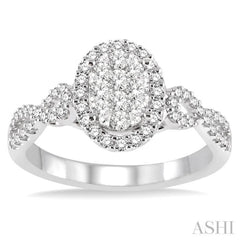 Oval Shape Halo Lovebright Diamond Engagement Ring