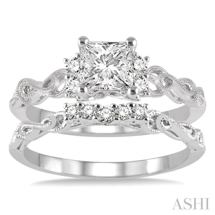 Princess Shape Diamond Wedding Set