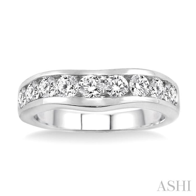 Channel Set Curved Diamond Wedding Band