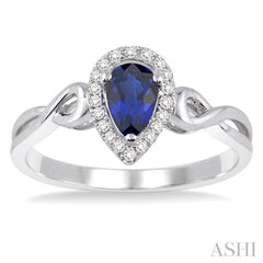 Pear Shape Gemstone & Halo Diamond Ring