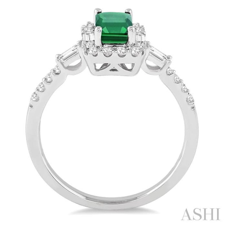 Emerald Shape Gemstone & Halo Diamond Ring