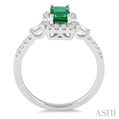 Emerald Shape Gemstone & Halo Diamond Ring