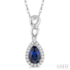 Pear Shape Gemstone & Halo Diamond Pendant