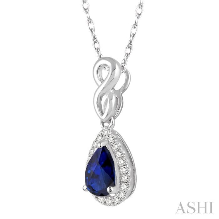 Pear Shape Gemstone & Halo Diamond Pendant