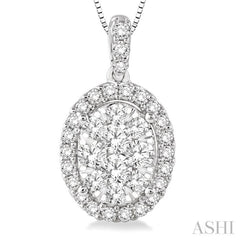 Oval Shape Halo Lovebright Essential Diamond Pendant