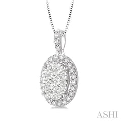 Oval Shape Halo Lovebright Essential Diamond Pendant