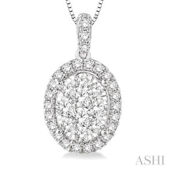 Oval Shape Halo Lovebright Essential Diamond Pendant