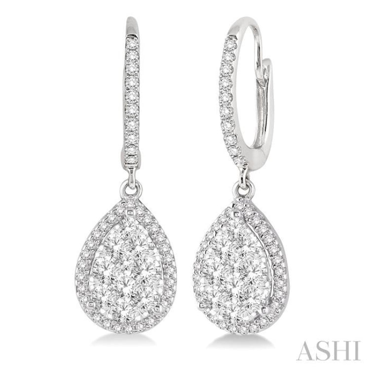 Pear Shape Halo Lovebright Essential Diamond Earrings